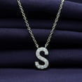 thumbnail image 2 of 18K Yellow Gold Plated Initial Necklace | Moissanite Diamond Alphabet Necklace | Dainty Necklaces for Her | Letter "S" Pendant Necklace |18" + 2" Adjustable Chain, 2 of 6