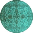 thumbnail image 1 of Ahgly Company Indoor Round Oriental Turquoise Blue Industrial Area Rugs, 5' Round, 1 of 4