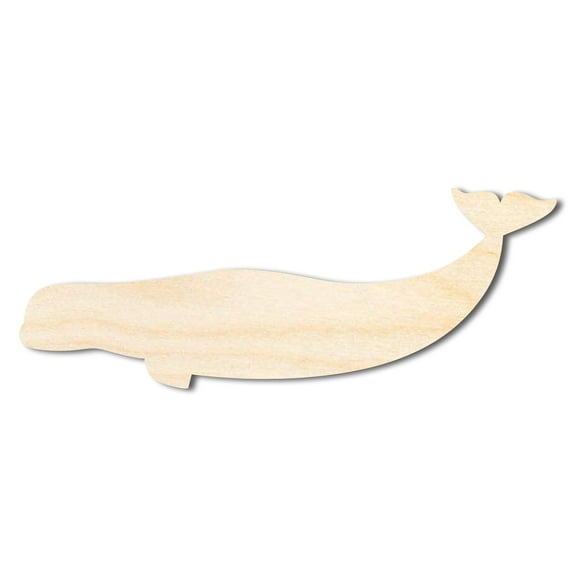 Unfinished Wood Beluga Whale Shape - Craft - up to 46" DIY 3" / 1/8"