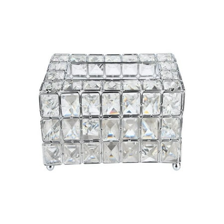 - OkrayDirect Handmade Square Crystal Tissue Box Tray 200pc Paper Towel Storage Silver