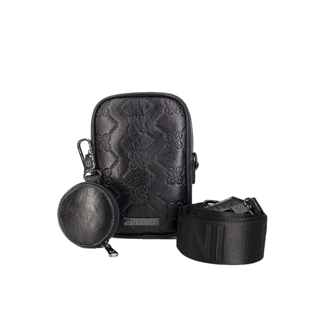 Bandolera Crossbody Boroni Damier Negro Con Correa Ajustable