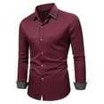 thumbnail image 4 of Stamzod Dressy Shirts for Men Fashion Solid Color Summer Long Sleeve Stretch Wrinkle-Free formal Shirt Business Casual Button Down Shirts Wine S, 4 of 7