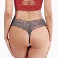 thumbnail image 2 of Gibobby Ropa Interior para Mujer Bragas de mujer, Tanga, conjunto de colores, lencería opcional, bragas de Tanga de encaje con lados de flores huecas(Gris， S), 2 of 5