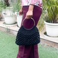 thumbnail image 4 of Maresse Handcrafted Hand Carry Macrame Tote Bag for Women – Boho Chic Handmade Purse with Wooden Ring Handles – Eco-Friendly Fashion Bag, 4 of 6