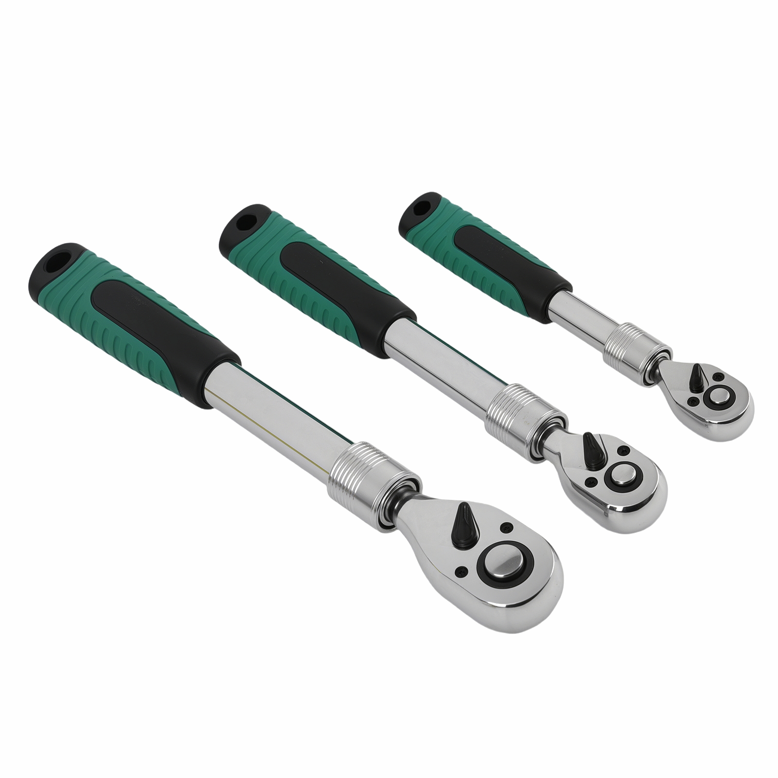 Maxpeedingrods Extendable Ratchet Wrench Set, 1/4" 3/8" 1/2" Drive 72-Tooth Quick-Release Retractable Drive Socket Wrench Reversible, Soft Grip Handle with Storage Tray