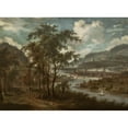 thumbnail image 2 of Dionijs Verburg 24x19 Gold Ornate Framed and Double Matted Museum Art Print Titled - View of a River Valley, 2 of 4