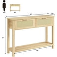 thumbnail image 2 of NEILA Console Table with 2 Drawers – Bohemian Rattan Entryway Table, Rustic Design with Burlywood Grain, Perfect for Living Room or Hallway,Oak, 2 of 7