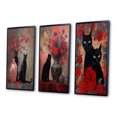 thumbnail image 3 of Designart "Black Cat by Vase with Red Flowers Painting I" Animals Cat Framed Wall Art Set Of 3 - Black Cat Frame Canvas Set For Living Room Decor, 3 of 6
