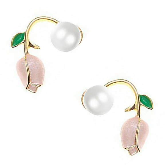 Pearl Earrings for Women Studs Womens Statement Jewelry Ladies Flower Woman Miss