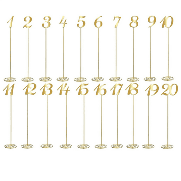 20 Pcs Metal Table Numbers 1-20 for Wedding Reception 12 Inch Party Number with Sturdy Holder Base