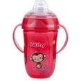 thumbnail image 6 of Nuby 2 pack Comfort Trainer 2 Handle Cups with 360 Weighted Straw and Soft Silicone Spout, 9 Oz, Blue Lion and Red Monkey, 6 of 9