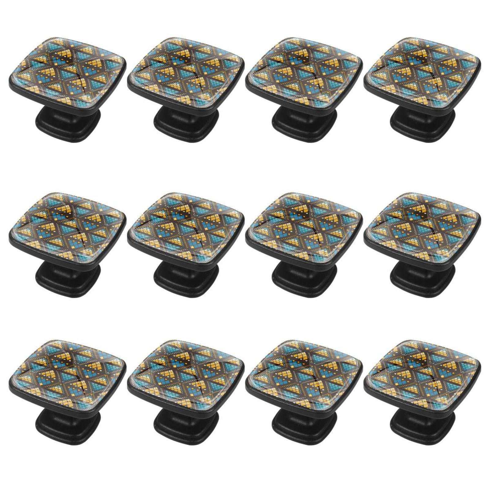 12 Pcs Handle Drawer Pulls Diamonds Yellow Blue Knobs with