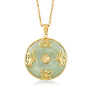 Ross-Simons Jade "Good Fortune" Butterfly Pendant Necklace in 18kt Gold Over Sterling