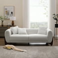 thumbnail image 5 of Morden Fort 87" W Cloud White Sofa Boucle Sherpa Couch, Upholstered Comfy Couch with Crescent Wood Legs and 3 Matching Pillows, 5 of 7