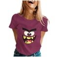 thumbnail image 2 of Tops de Ajuste Suelto para las Mujeres Sudadera Casual Impresa Manga Corta Cuello Redondo Superior, Poliéster, 2 of 8