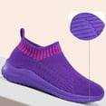 thumbnail image 5 of Running Shoes for Women Men Solid Color Knit Mesh Slip on Sock Sneakers Comfy Soft Sole Lightweight Casual Walking Shoes Purple Size 8.5, 5 of 8