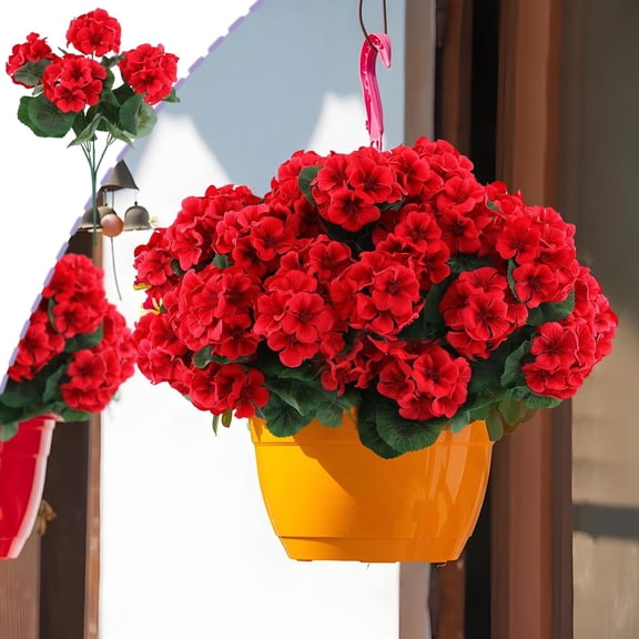 Tarmeek Realistic Red Begonia Bouquet, 13" Artificial Flowers for Home Decor Floral Arrangement, Lifelike Faux Red Flower Bouquet for Valentines Day, Mothers Day, Home Office Decor, Always in Bloom