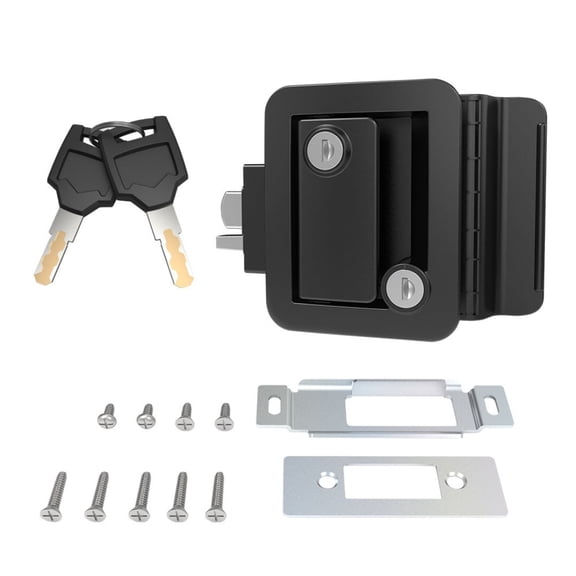 Black RV paddle entrance door lock latch handle door bolt brand new camping cargo trailer
