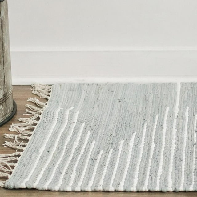 Ensemble de 2 Tapis en Coton Tissé à Motifs avec Pompons