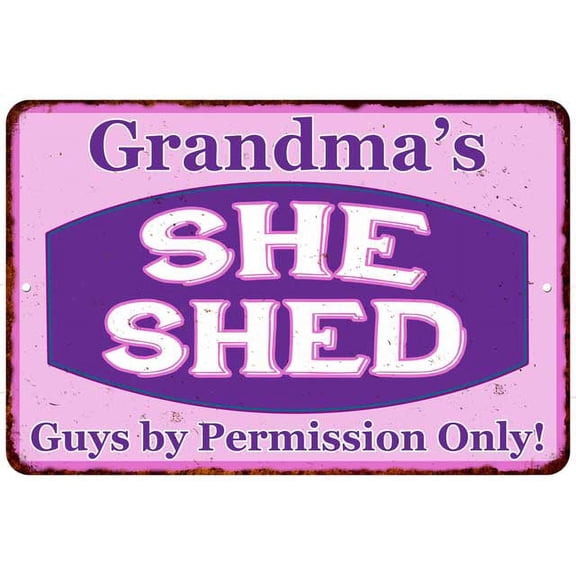 Grandma's Purple & Pink SHE SHED Vintage Sign 8x12 Wall Decor 8x12 108120040003