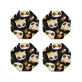 thumbnail image 2 of Balery 4 Pcs Cat Skulls And Flowersleather Coasters Set, Drink Table Cup Coasters For Living Room Kitchen Coffee Decor, 2 of 9