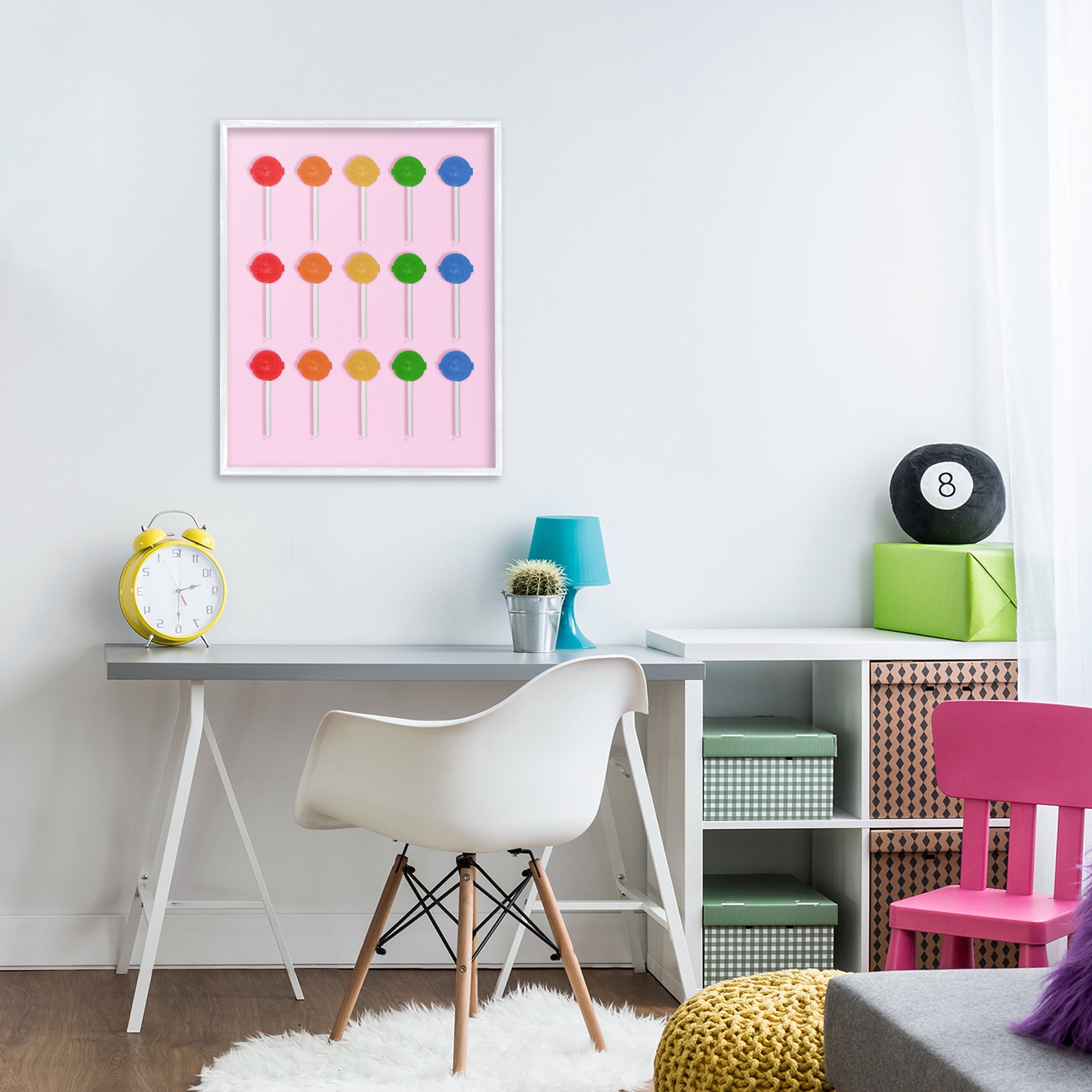 Stupell Industries Candy Pops on Light Pink White Framed Giclee Art, design by LISH Creative