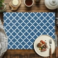 thumbnail image 4 of Steel Blue White Geometric Placemats Set of 8, Minimalist Morocco Pattern Table Mats Washable Heat-Resistant Non-Slip Place Mats for Kitchen Dinner Table Indoor Outdoor Decor,13x19 Inch, 4 of 9