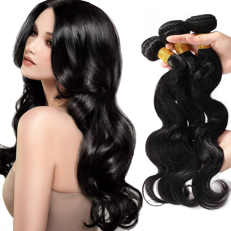 SEGO Brazilian Deep Wave Curly Human Hair Bundles Straight Loose Wave 100% Unprocessed  Virgin Hair Kinky Curly Hair Extensions Natural Black 