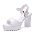 thumbnail image 1 of Hebilla de tacón grueso de estilo coreano de verano con sandalias de Boca de pescado zapatos de mujer de plataforma de tacón ultraalto impermeables, 1 of 6