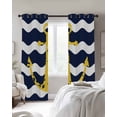 thumbnail image 2 of Blackout Curtains for Bedroom, Navy Ripple Room Darkening Window Drapes for Living Room, Yellow Anchor Navy White Waves Aesthetics Thermal Insulated Grommet Curtains, 42x84 inch, 2 Panels, 2 of 9