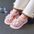thumbnail image 5 of newwalpole Baby Toddler Girls PU Leather Soft Open Toe Summer Sandals Flower Princess Flat Shoes Pink for Size 12.5, 5 of 8
