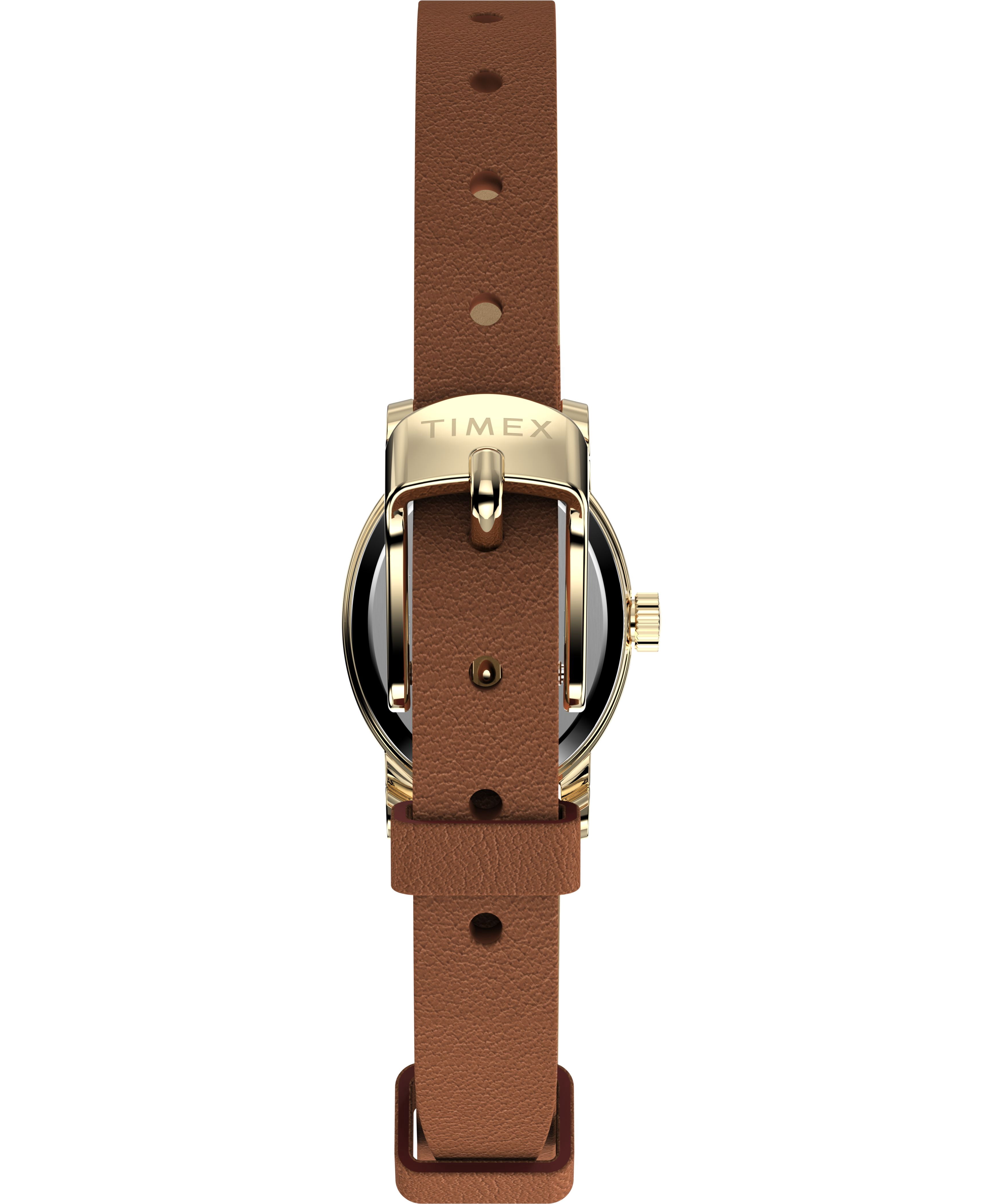 Timex Women's Cavatina 18mm Watch - Brown Strap Mother of Pearl Dial Gold-Tone Case