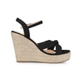 thumbnail image 3 of BLISSFUL STEP Women's Sandals Espadrille Wedge Open Toe Ankle Strap Platform Heels Black 7, 3 of 7