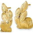 thumbnail image 2 of 14K Yellow Gold Luxury, Captivating, Sleek 23.5 Mm 9.2 Brushed And Textured Curled Leaf Post Earrings, 2 of 3