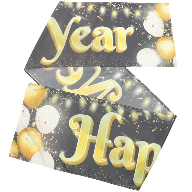 Minkissy Happy New Year Banner Wall Hanging Decor Multi Rectangular 1Pcs