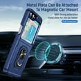 thumbnail image 4 of for Samsung Galaxy Z Flip 6 Armor Case with Camera Lens Slide Protection [Military Grade Drop Tested] for Magnetic Car Mount Ring Holder Kickstand Protective Heavy Duty Phone Case,Blue, 4 of 9