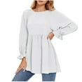 thumbnail image 3 of SNKSDGM Easter Shirts Plus Size Tops for Women 4X-5X Dressy Long Elastic Sleeves Shirts for Women Crewneck Pleated Tops Loose Blouse Fashion Cute Shirt Mini Dress Spring Fall Shirts for Women Trendy, 3 of 7