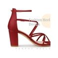 thumbnail image 3 of BLISSFUL STEP Sandales à Talons Épais à Brides Croisées pour Femmes Rouge 6, 3 of 4