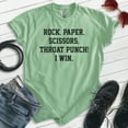 thumbnail image 2 of Rock Paper Scissors Throat I Win Shirt, Unisex Women's Men's Shirt, Novelty Shirt, Silly Shirt, Heather Apple Green, X-Small, 2 of 6