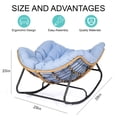thumbnail image 7 of Micleed Outdoor Rocking Egg Chair, Indoor Papasan, Rattan Wicker Lounge, Modern Royal for Bedroom, Living Room, Porch, Garden, Lawn - Blue, 7 of 7
