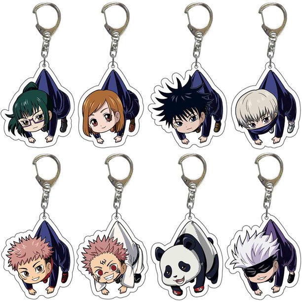 Jujutsu Kaisen llavero con anilla Anime joyería juego colgante llaveros niños niña juguetes dibujos animados acrílico insignia Megumi Nobara Satoru