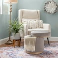 thumbnail image 2 of Linon Primrose Storage Ottoman Stool, Natural Finish with Light Gray Sherpa Fabric, 2 of 8