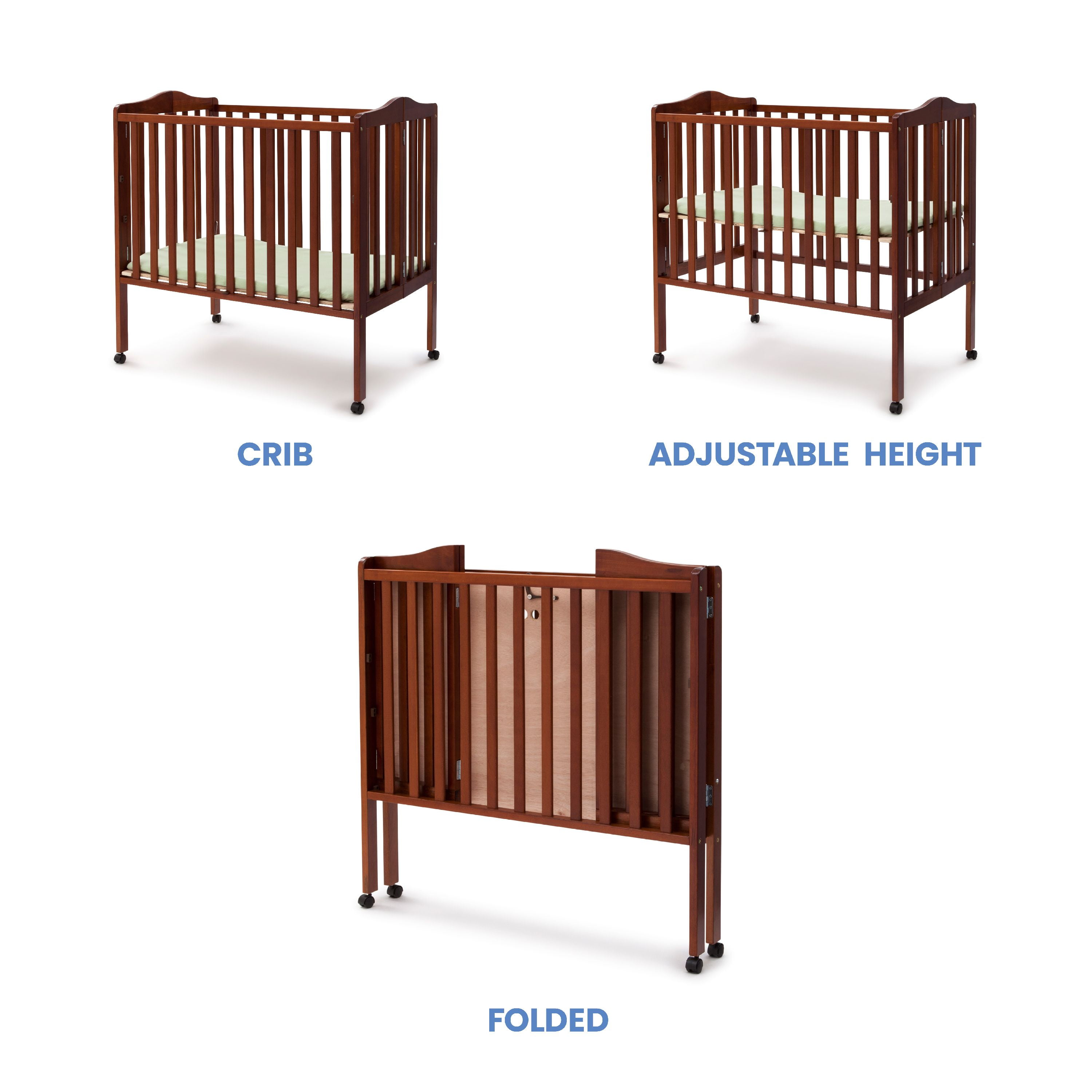 Delta Children Folding Portable Mini Crib With Mattress Cherry