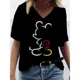 thumbnail image 3 of Camisetas de mujer 5XL, camisetas casuales de manga corta con cuello en V, camisetas sueltas para mujer, camisetas de verano de Disney Minnie Mickey Mouse en 3D, ropa nueva y transpirable, 3 of 5