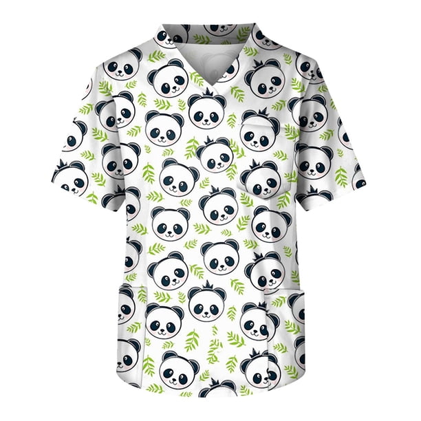 Men's Printing Short Sleeve V-neck Working Blouse Chest Pocket Carer Top4XL