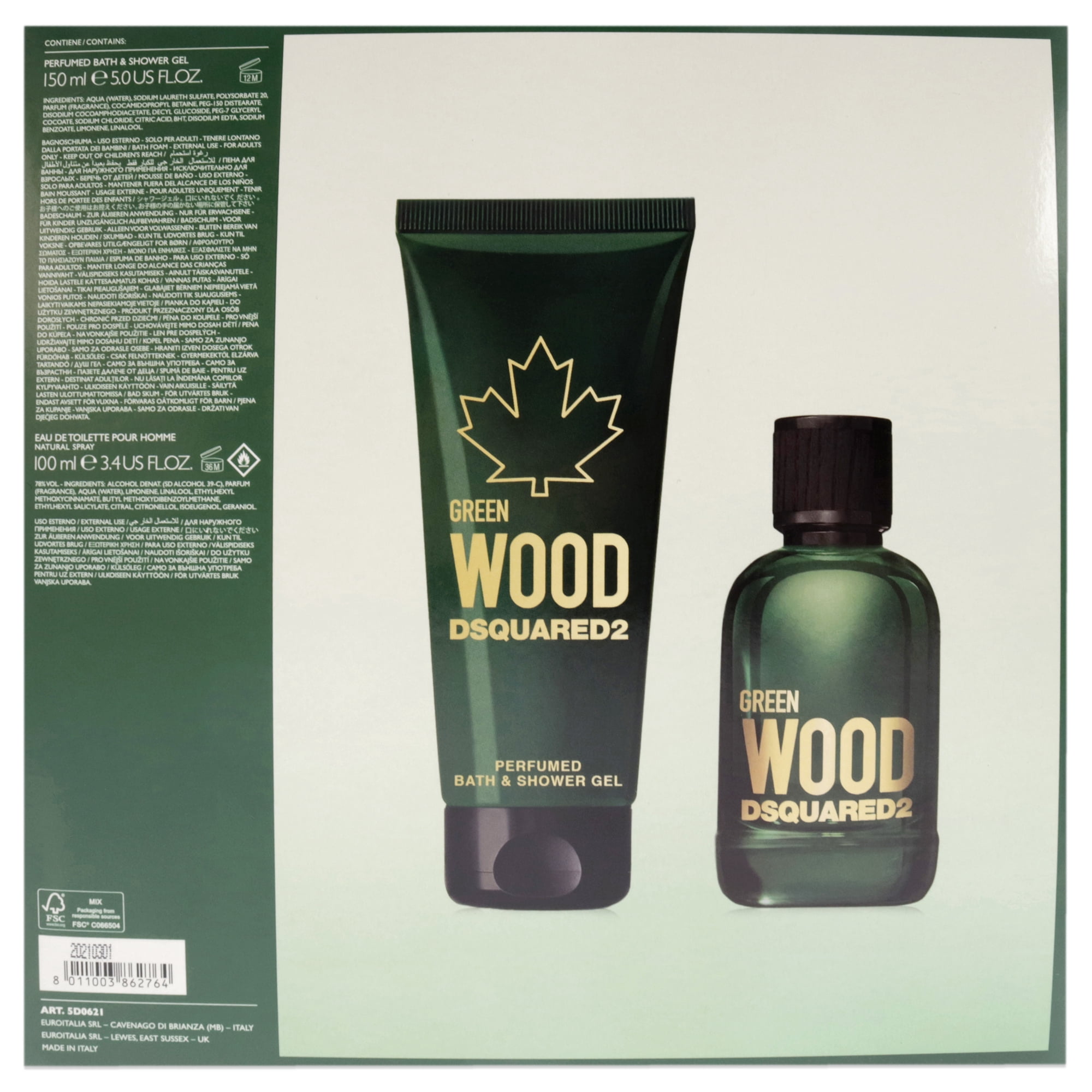 Green Wood by Dsquared2 for Men - 2 Pc Gift Set 3.4oz EDT Spray