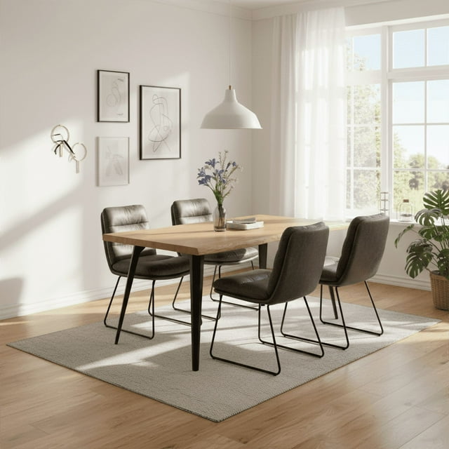 Homy Casa 4 Piece Upholstered Dining Chairs with Anti Rust Metal Legs and Adjustable Foot Pads