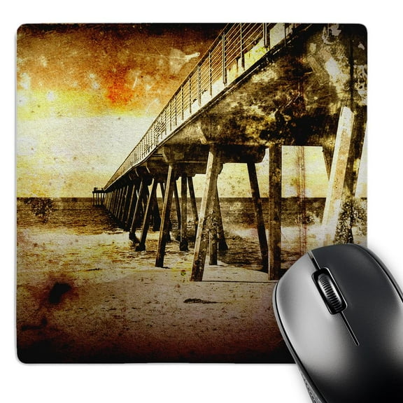 3dRose, Pacific Pier grunge photograph of Hermosa Beach, California pier on Pacific Ocean, MousePad
