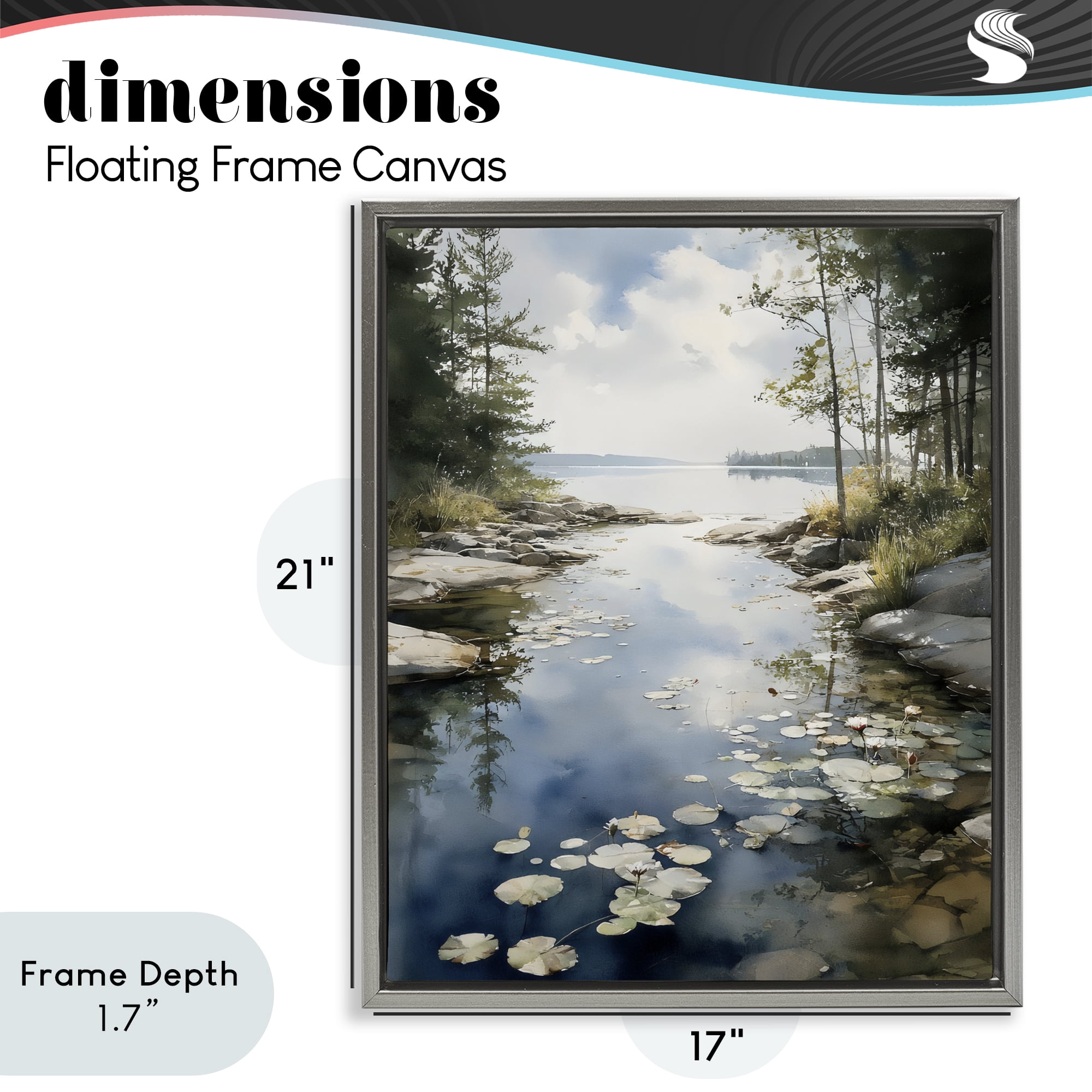 Stupell Industries Lilypad Inlet Reflection Gray Framed Floater Canvas Wall Art, design by Franklyn Gregory