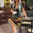 thumbnail image 3 of Balery Forest Meditating Gorilla Vestidos sueltos de manga corta para mujer, vestidos de verano 2025, vestidos casuales de corte A con vuelo., 3 of 6